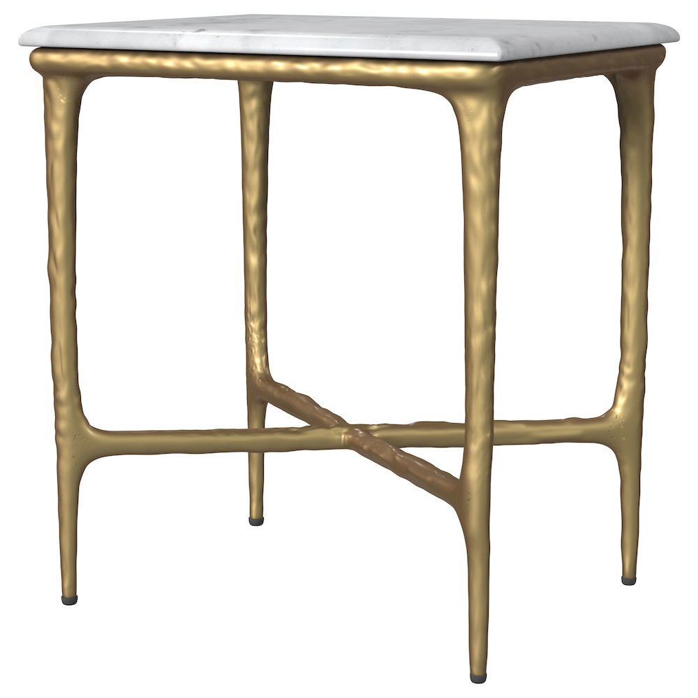 Baldwin Rectangular Marble Top Side Table White and Gold. Picture 4