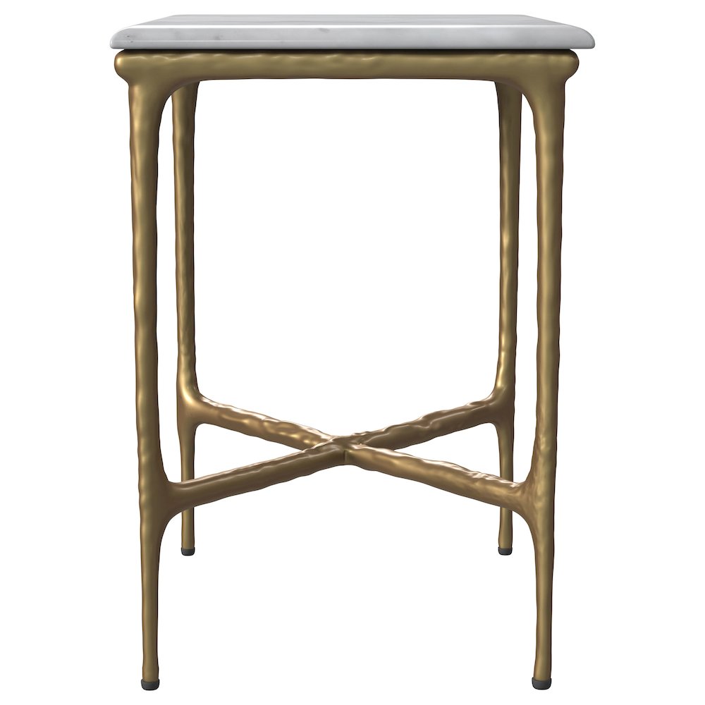 Baldwin Rectangular Marble Top Side Table White and Gold. Picture 5