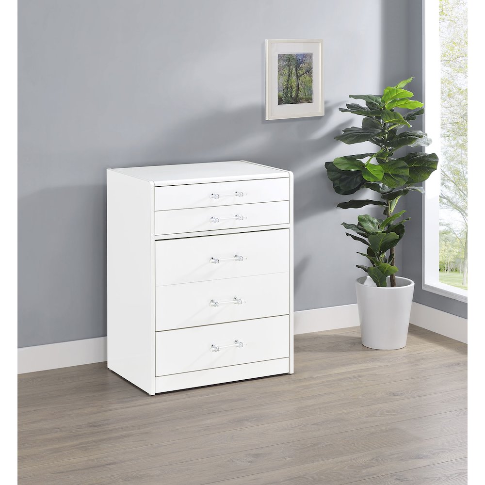 Danbury 3-drawer Makeup Vanity & Stool Set White High Gloss. Picture 13