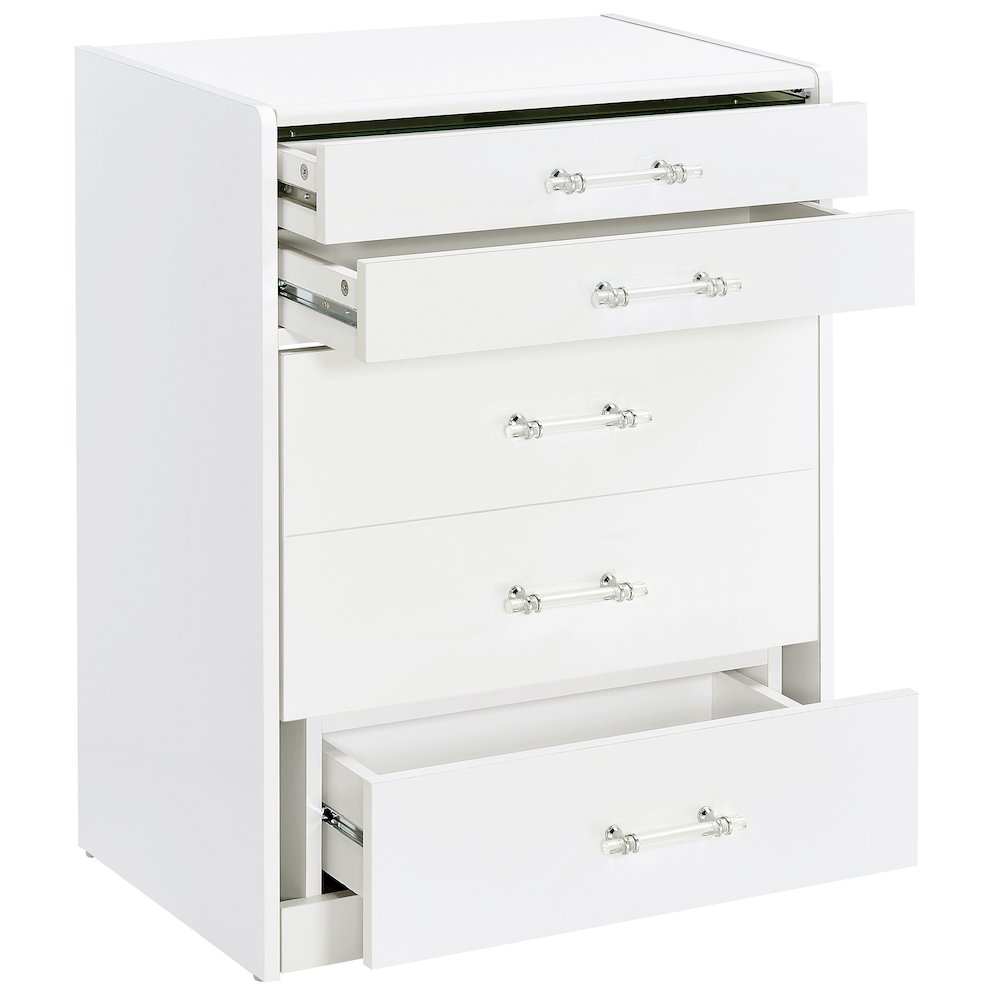 Danbury 3-drawer Makeup Vanity & Stool Set White High Gloss. Picture 3