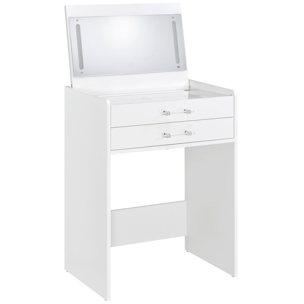 Danbury 3-drawer Makeup Vanity & Stool Set White High Gloss. Picture 6