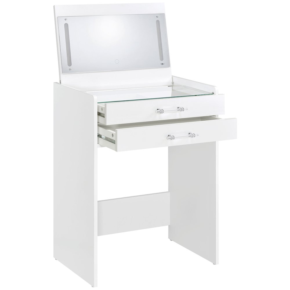 Danbury 3-drawer Makeup Vanity & Stool Set White High Gloss. Picture 7