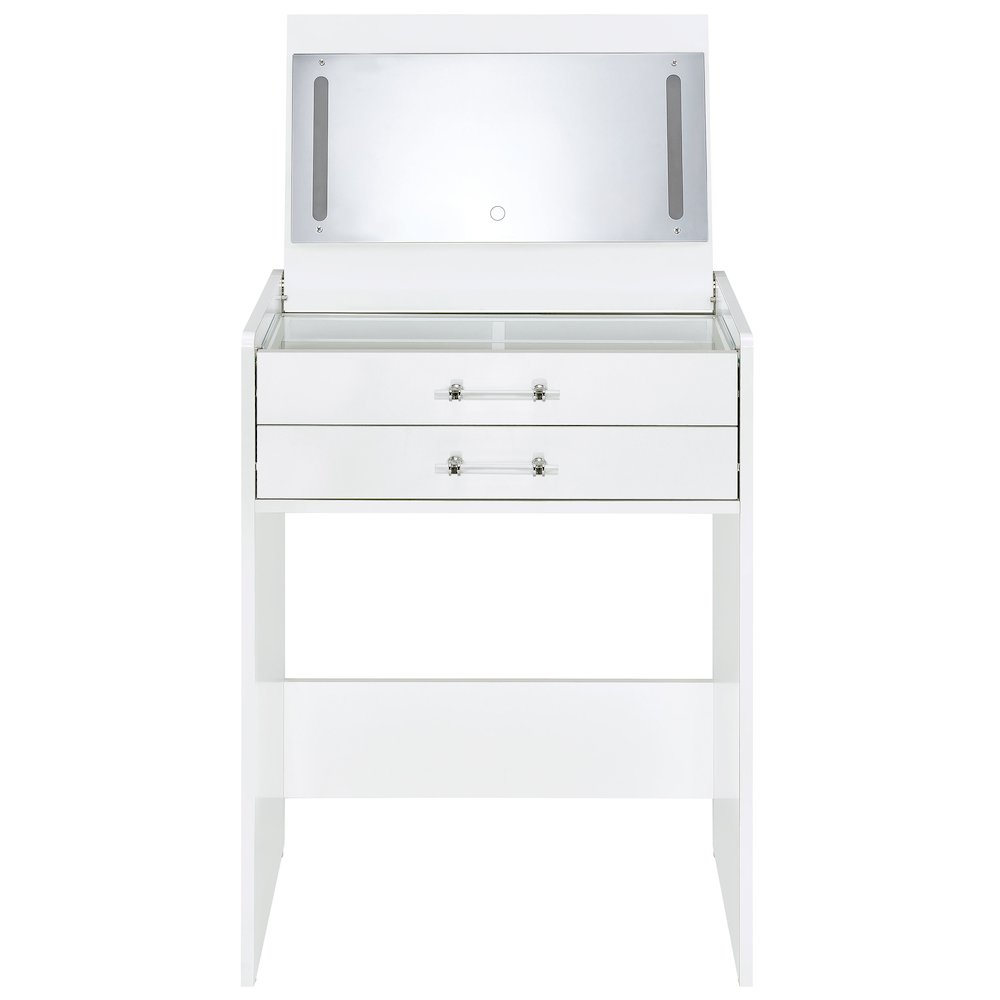 Danbury 3-drawer Makeup Vanity & Stool Set White High Gloss. Picture 8