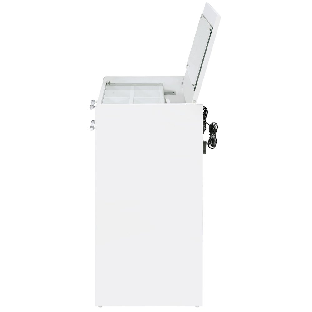 Danbury 3-drawer Makeup Vanity & Stool Set White High Gloss. Picture 9