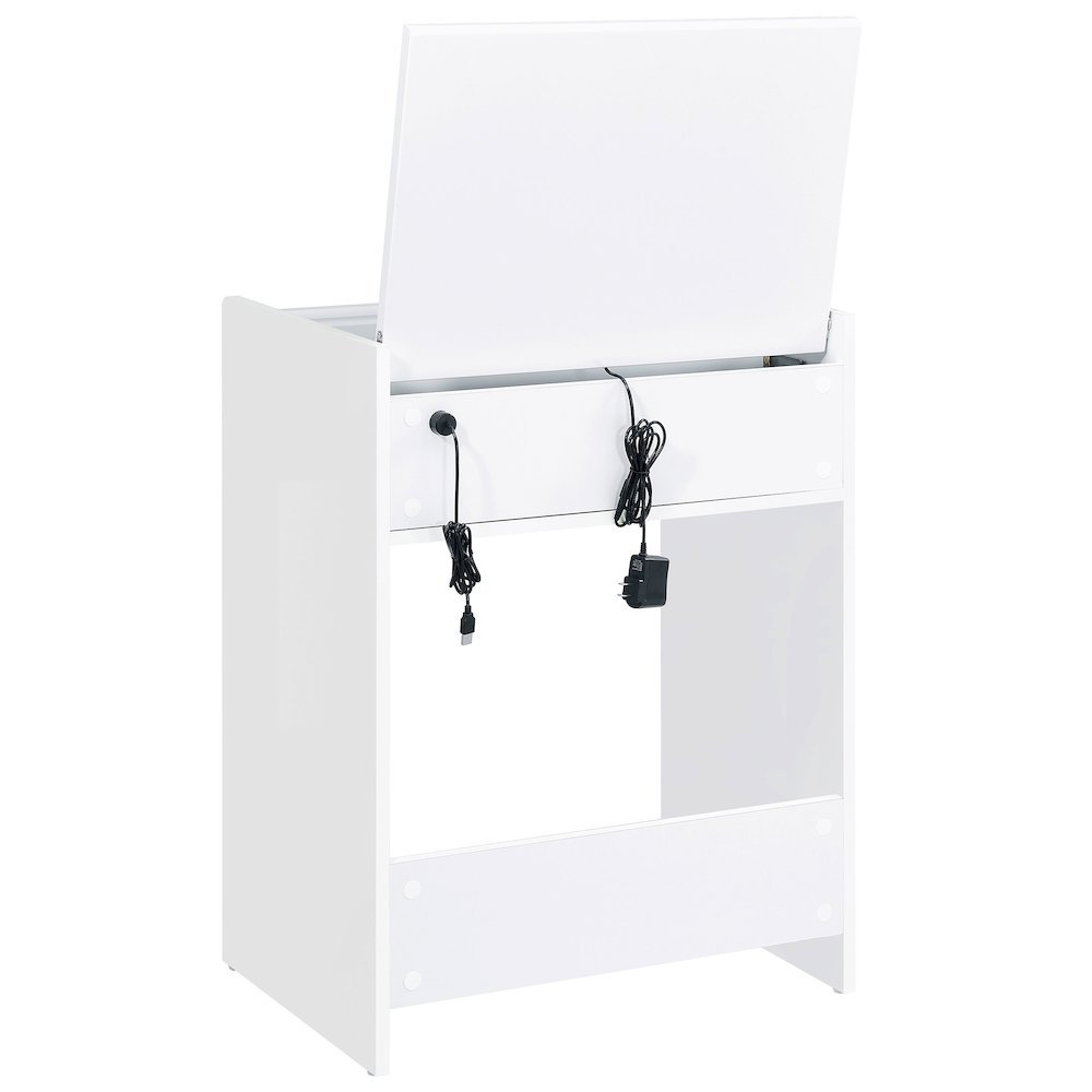Danbury 3-drawer Makeup Vanity & Stool Set White High Gloss. Picture 10
