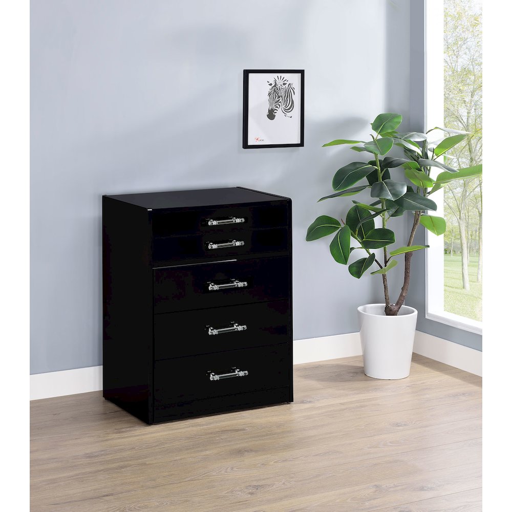 Danbury 3-drawer Makeup Vanity & Stool Set Black High Gloss. Picture 13