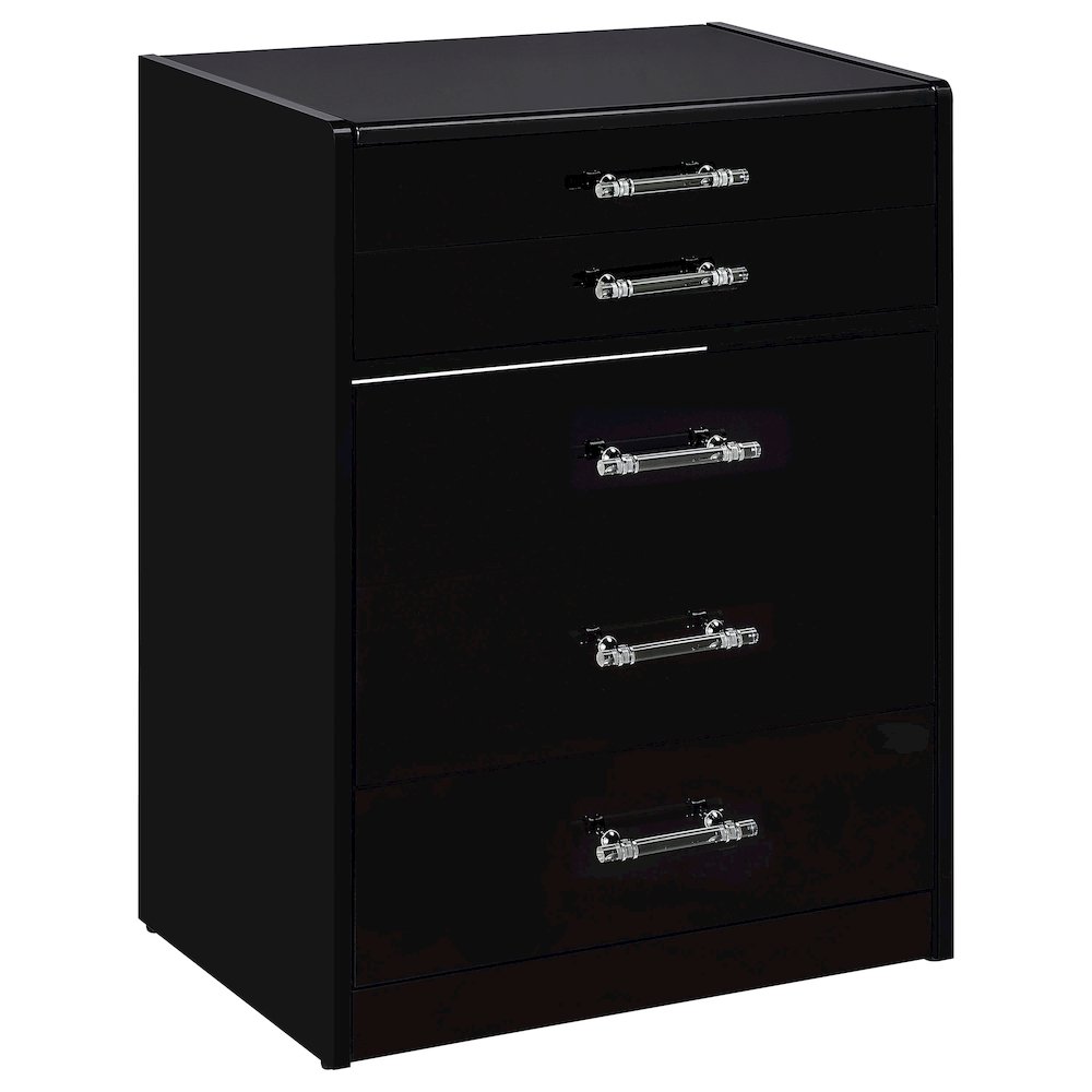 Danbury 3-drawer Makeup Vanity & Stool Set Black High Gloss. Picture 2