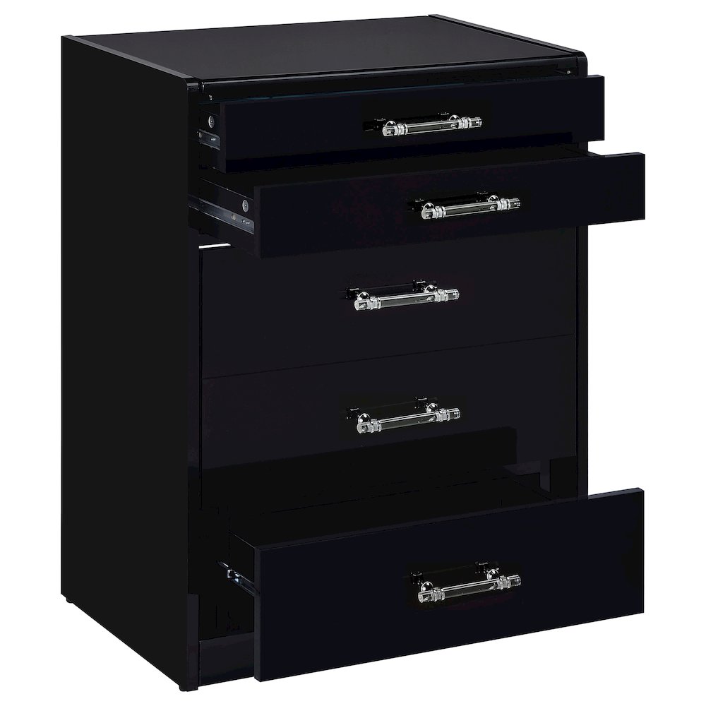 Danbury 3-drawer Makeup Vanity & Stool Set Black High Gloss. Picture 3