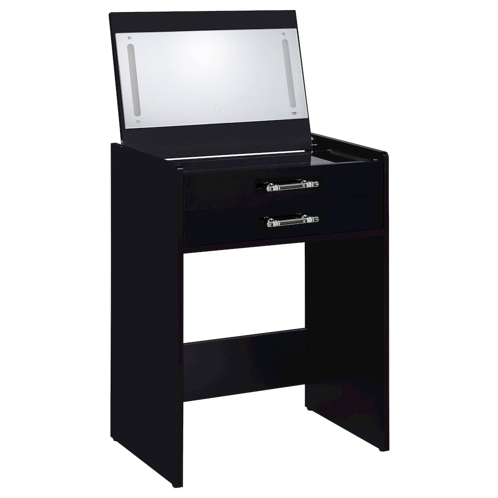 Danbury 3-drawer Makeup Vanity & Stool Set Black High Gloss. Picture 6