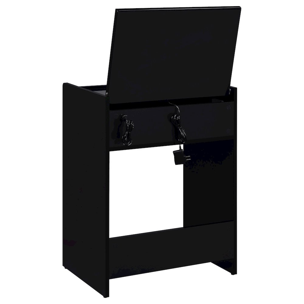 Danbury 3-drawer Makeup Vanity & Stool Set Black High Gloss. Picture 10