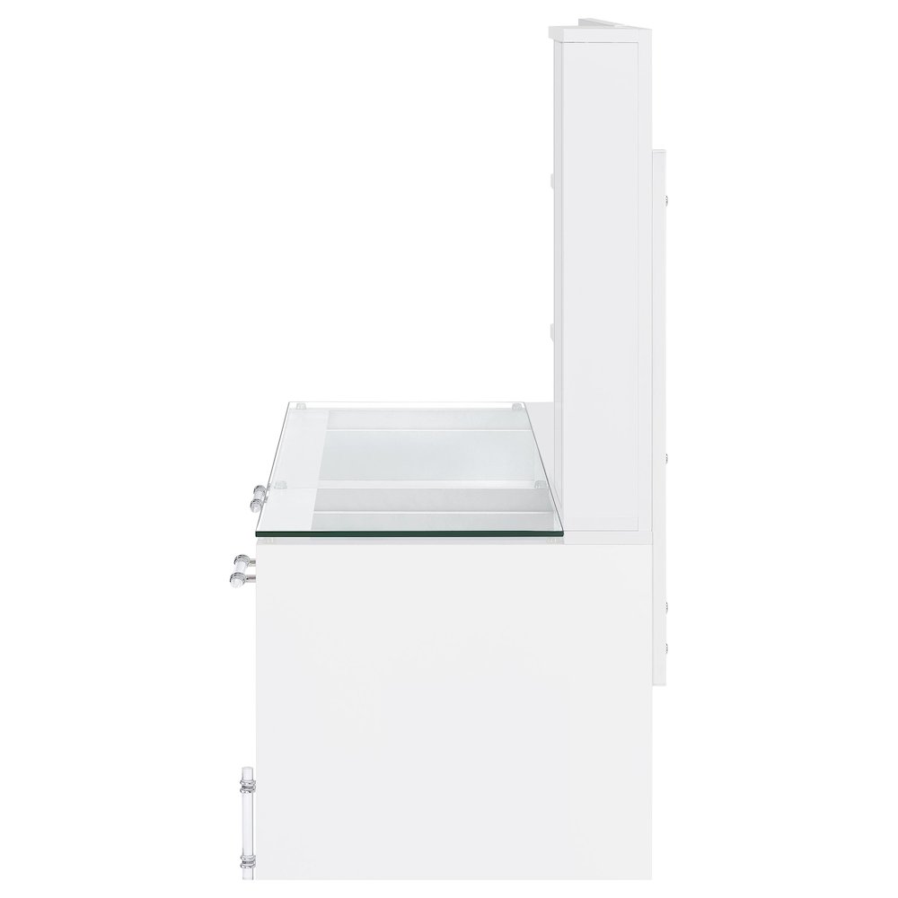 Flora 2-drawer Vanity Set with LED Mirror White High Gloss. Picture 10
