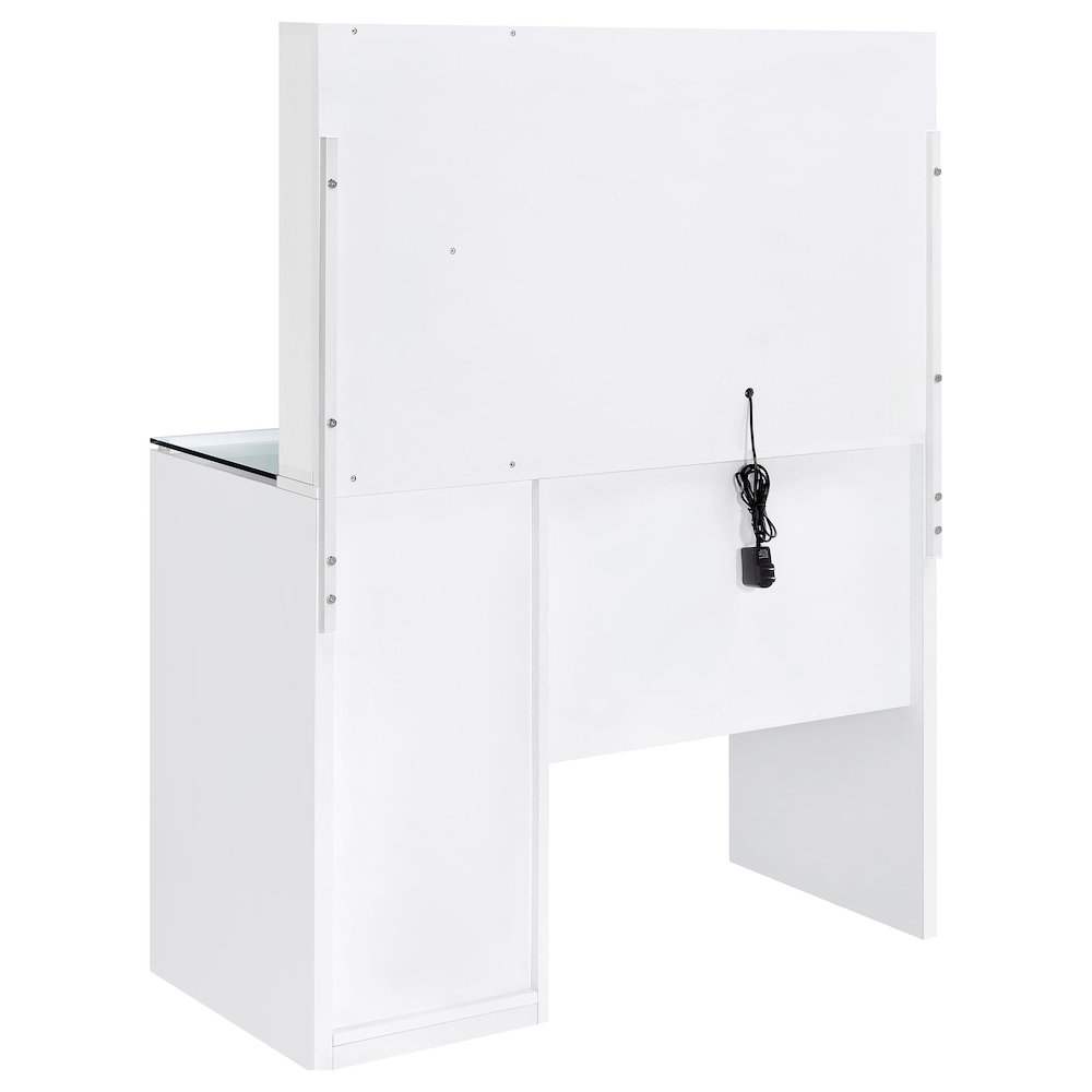 Flora 2-drawer Vanity Set with LED Mirror White High Gloss. Picture 11