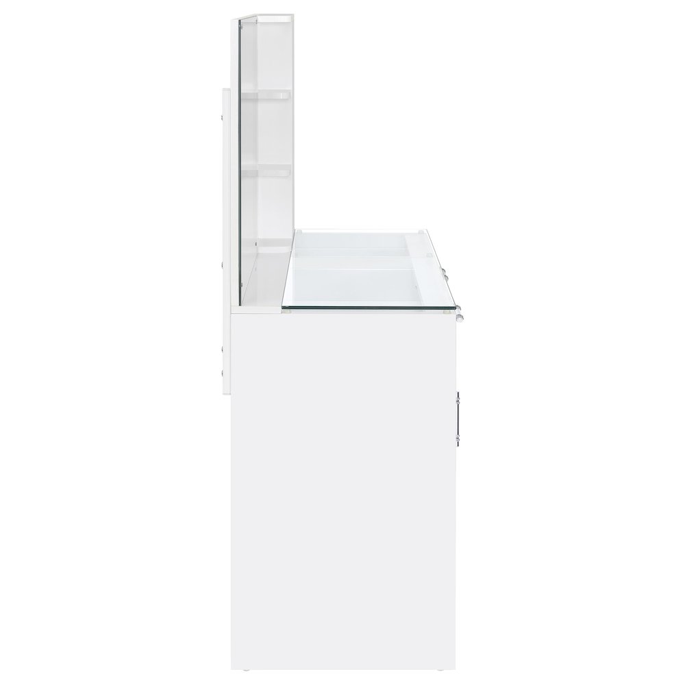 Flora 2-drawer Vanity Set with LED Mirror White High Gloss. Picture 12