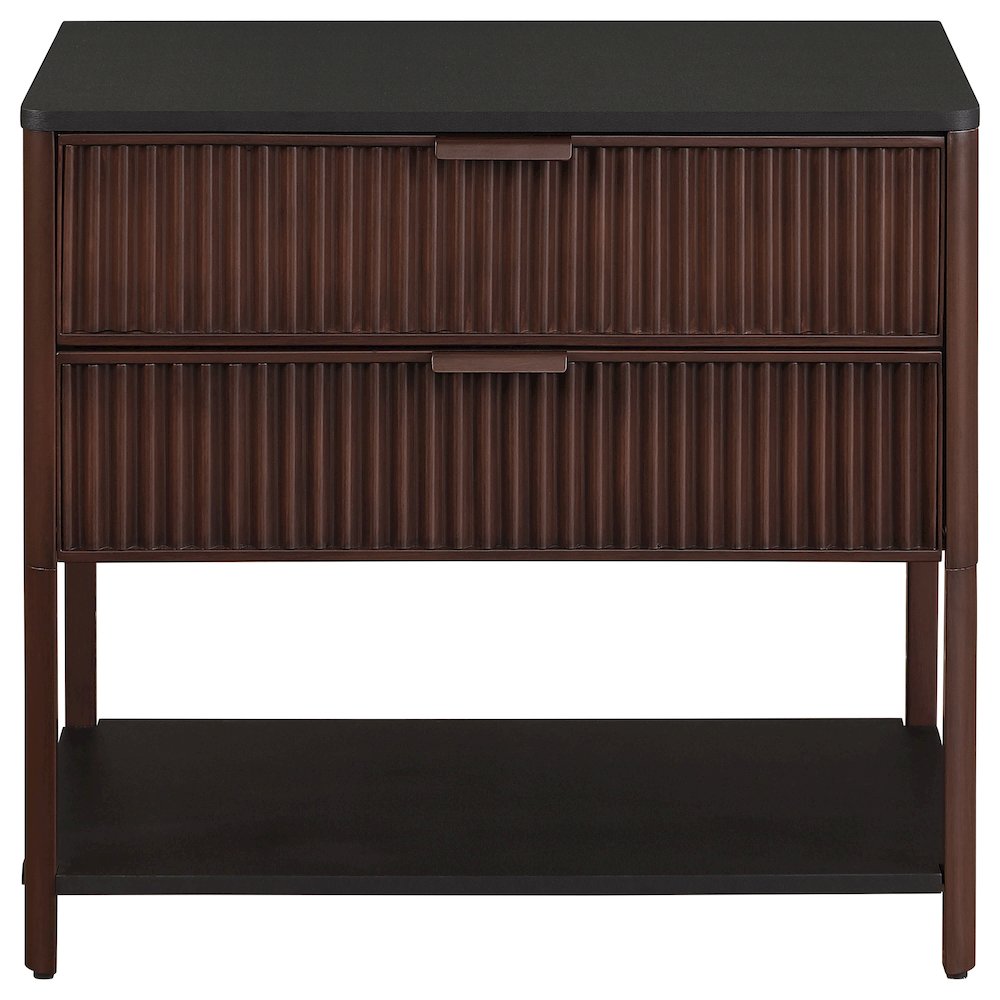 Zimmerlee 2-drawer Side Table with Shelf Rust Brown. Picture 3