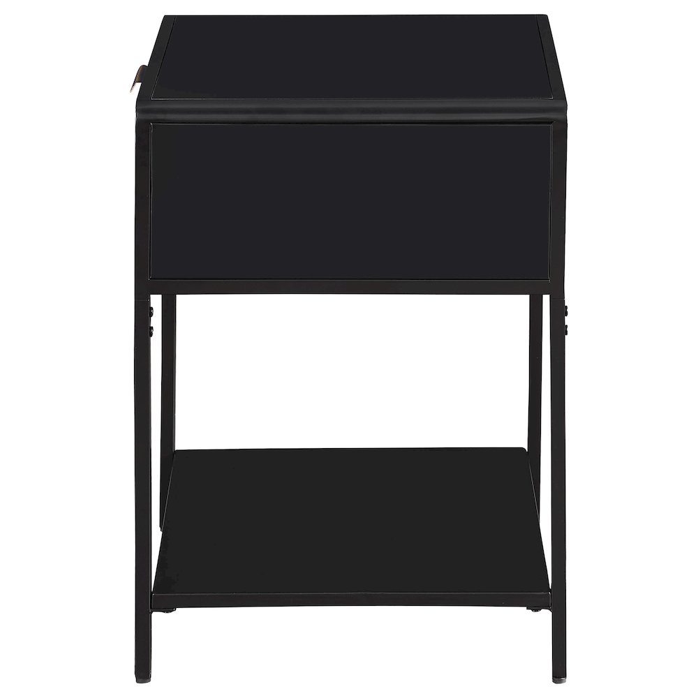 Amherst 1-drawer Radio Weave Cane Metal Bedside Table Black. Picture 5