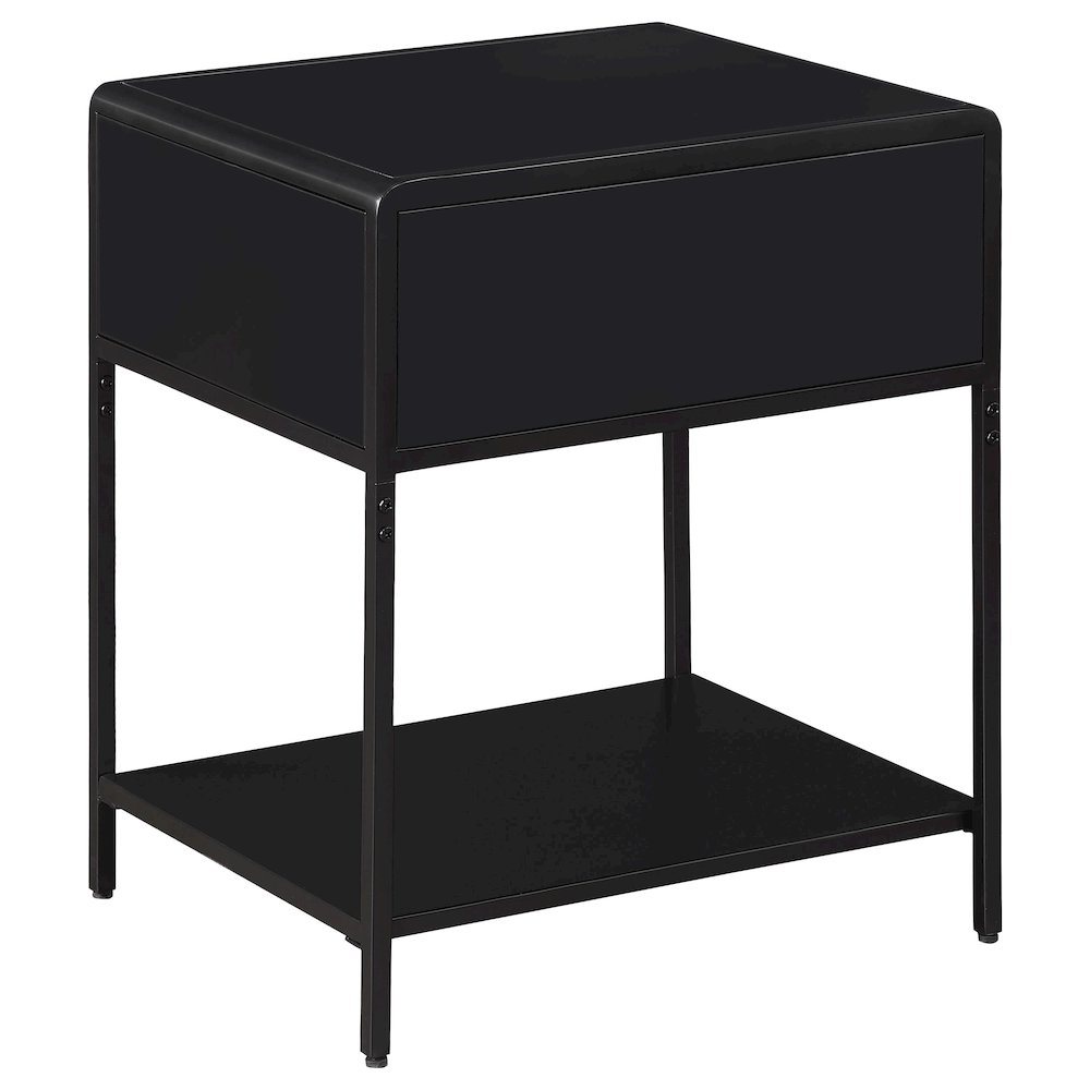 Amherst 1-drawer Radio Weave Cane Metal Bedside Table Black. Picture 6