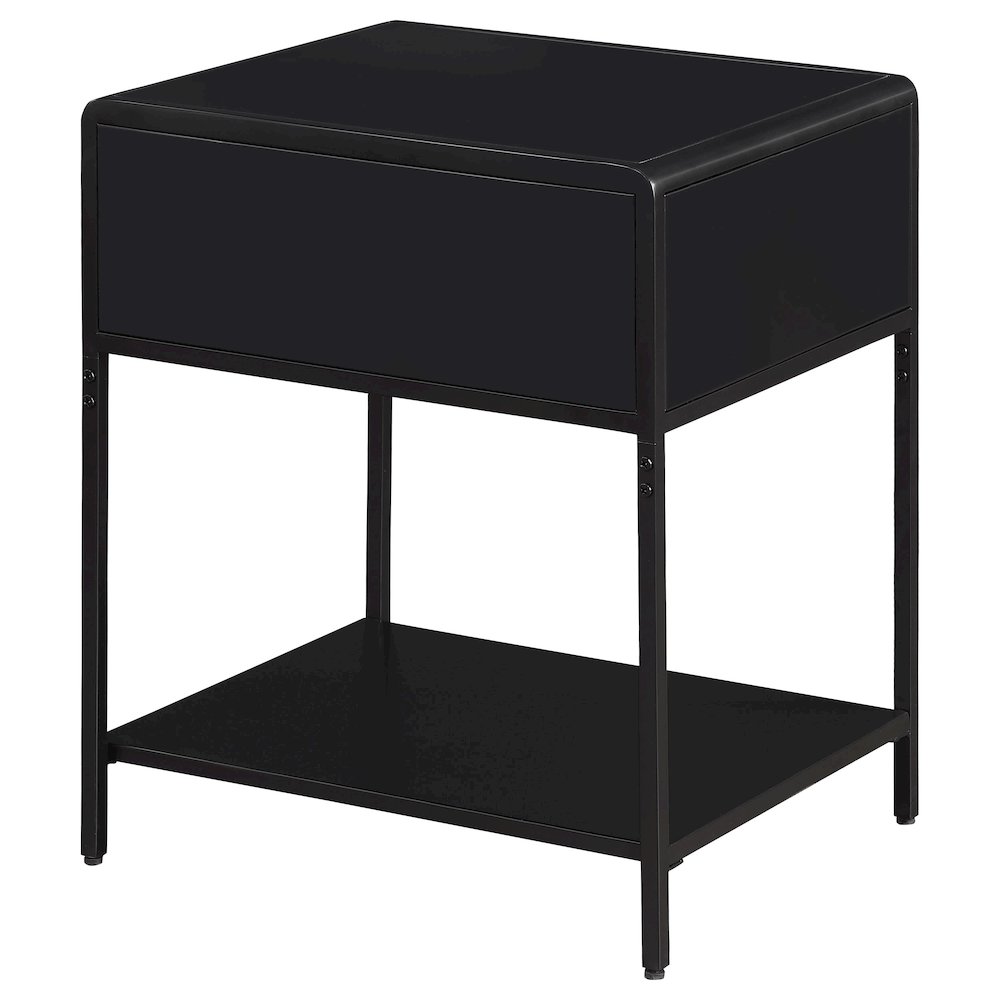 Amherst 1-drawer Radio Weave Cane Metal Bedside Table Black. Picture 7