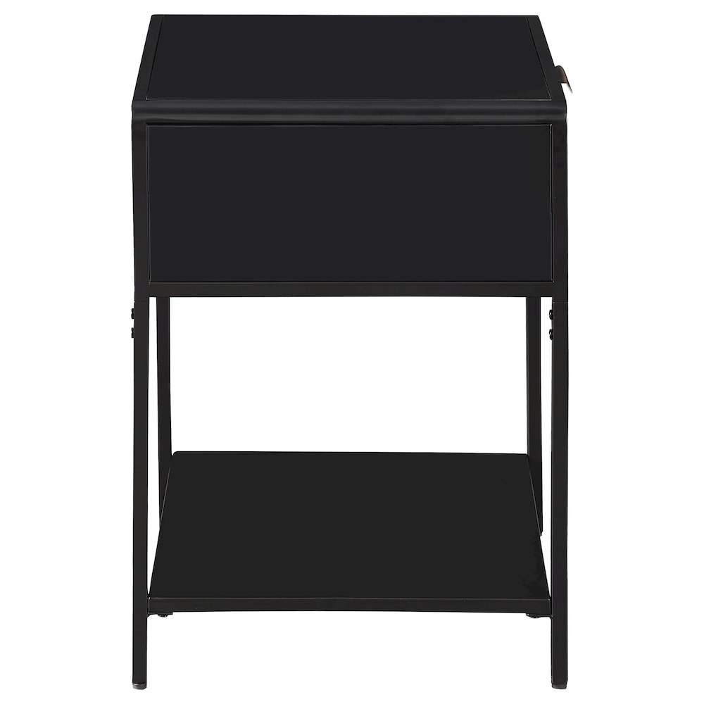 Amherst 1-drawer Radio Weave Cane Metal Bedside Table Black. Picture 8