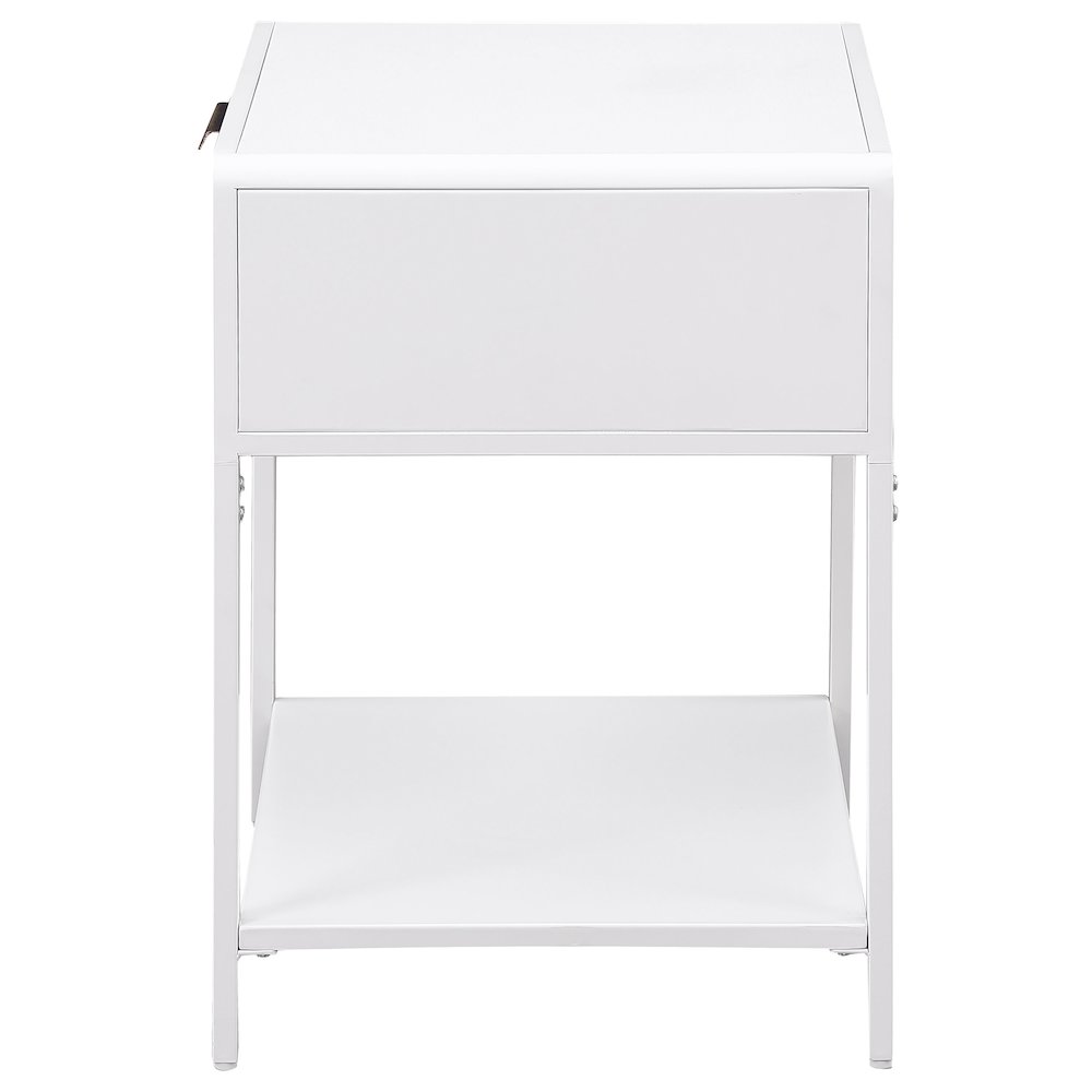 Amherst 1-drawer Radio Weave Cane Metal Bedside Table White. Picture 5