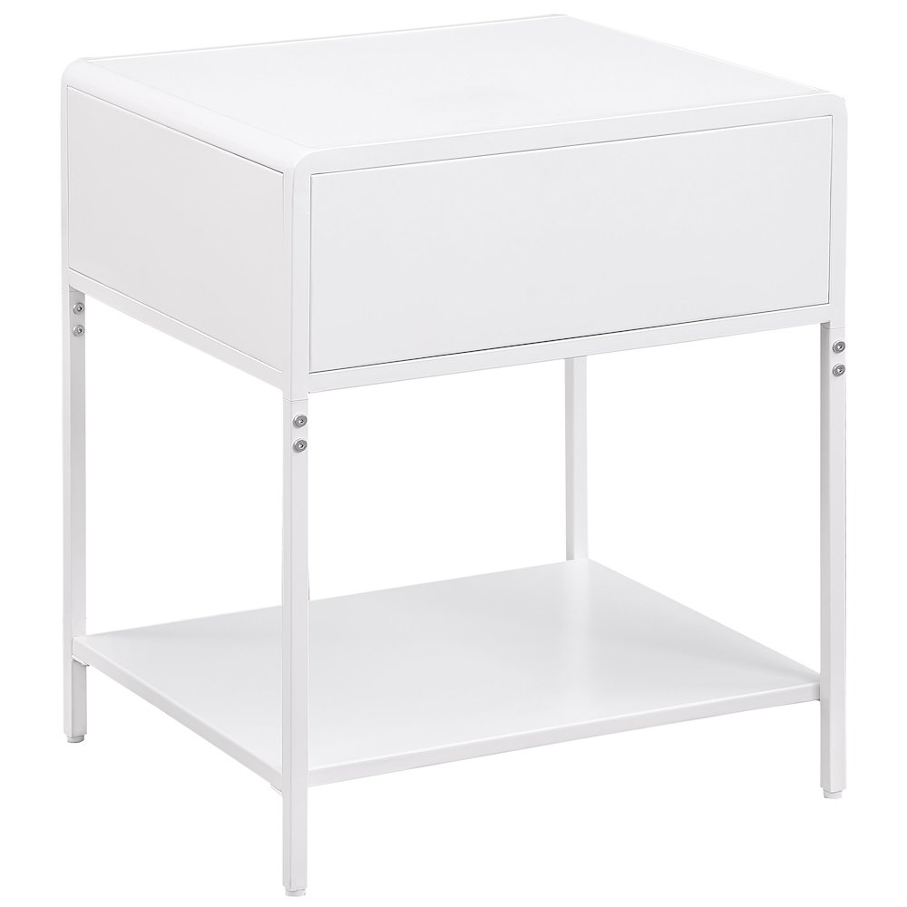 Amherst 1-drawer Radio Weave Cane Metal Bedside Table White. Picture 6