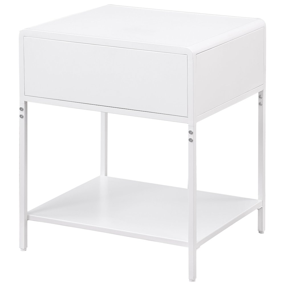 Amherst 1-drawer Radio Weave Cane Metal Bedside Table White. Picture 7
