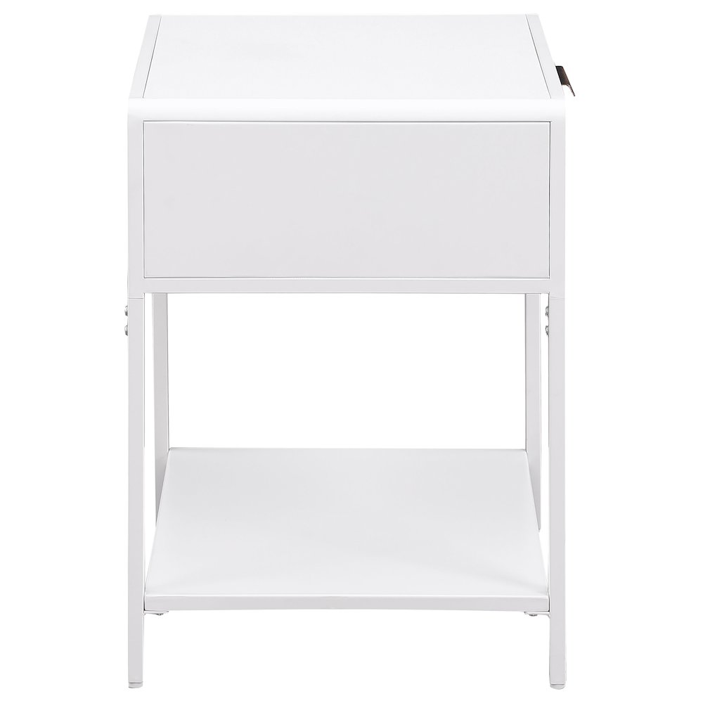 Amherst 1-drawer Radio Weave Cane Metal Bedside Table White. Picture 8