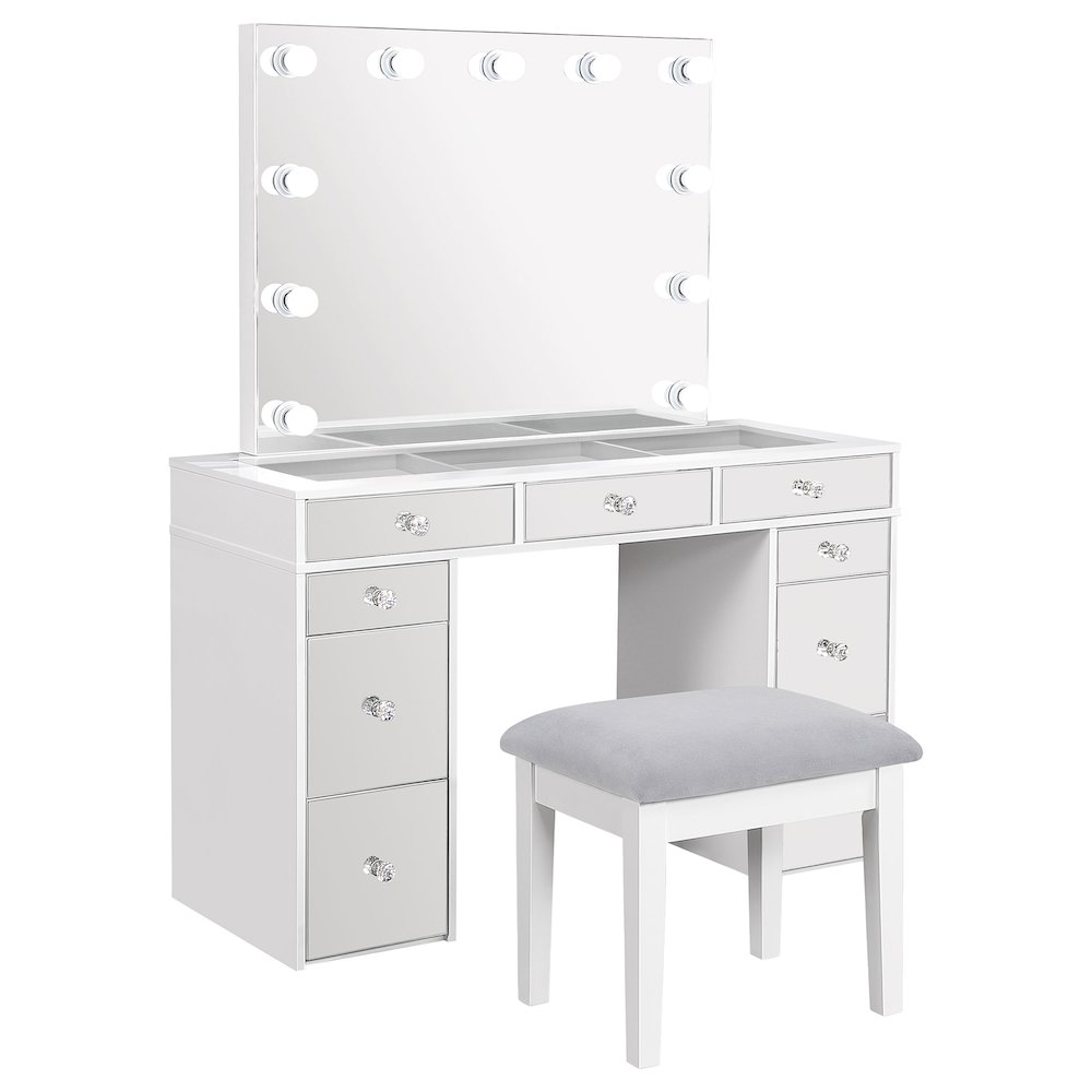 Regina Makeup Vanity Table Set with Lighting White. Picture 1