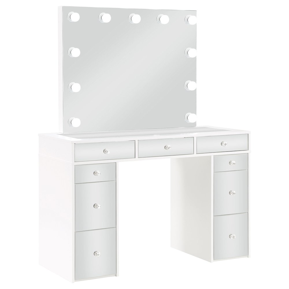 Regina Makeup Vanity Table Set with Lighting White. Picture 3