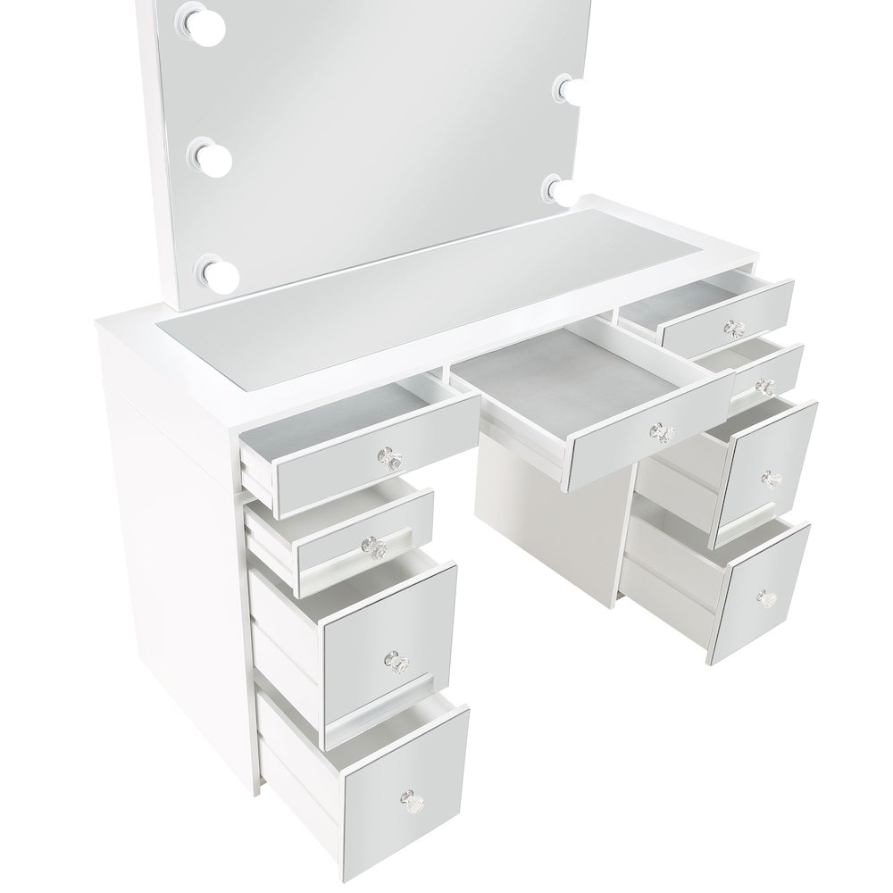 Regina Makeup Vanity Table Set with Lighting White. Picture 14