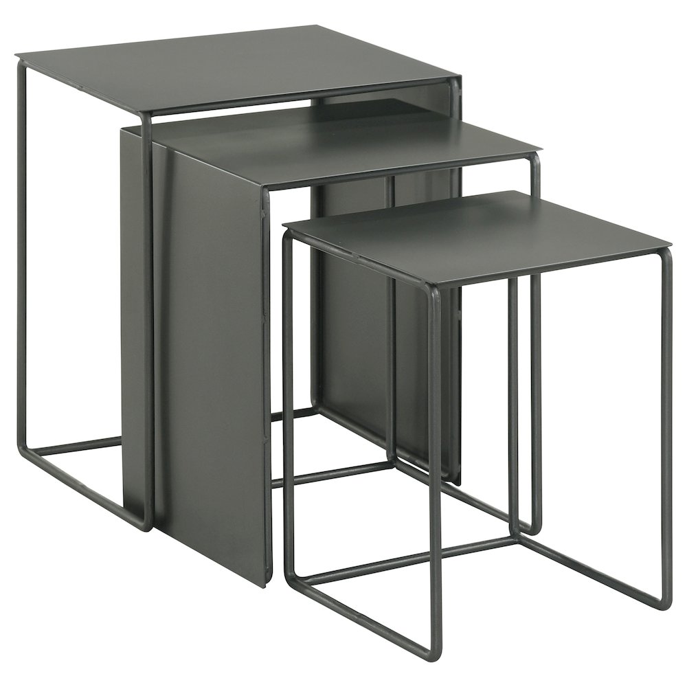 Imez 3-piece Rectangular Metal Nesting Table Set Grey. Picture 1