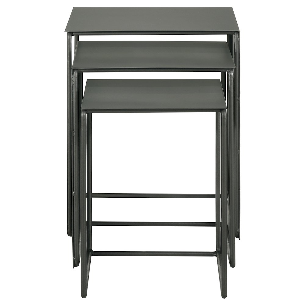 Imez 3-piece Rectangular Metal Nesting Table Set Grey. Picture 4