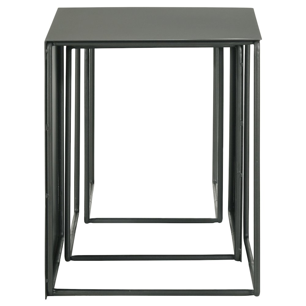 Imez 3-piece Rectangular Metal Nesting Table Set Grey. Picture 5