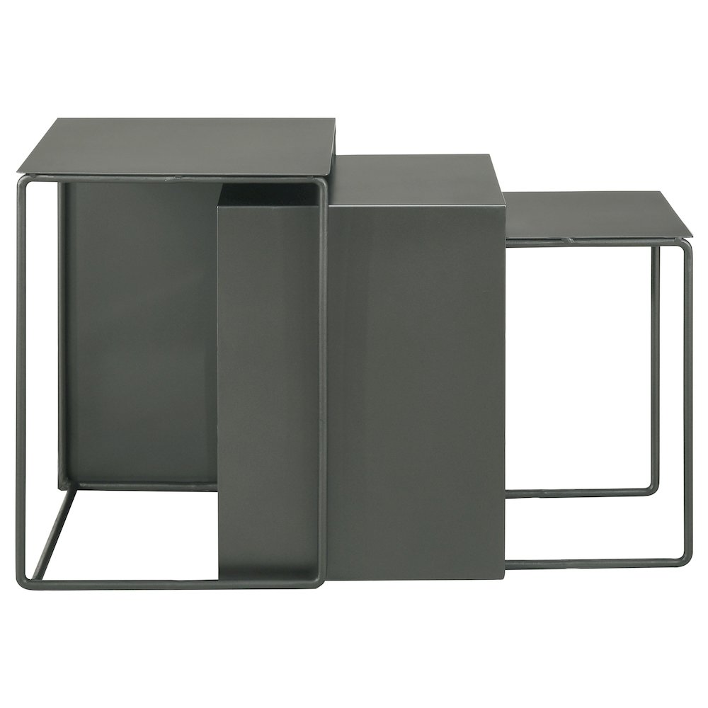 Imez 3-piece Rectangular Metal Nesting Table Set Grey. Picture 6