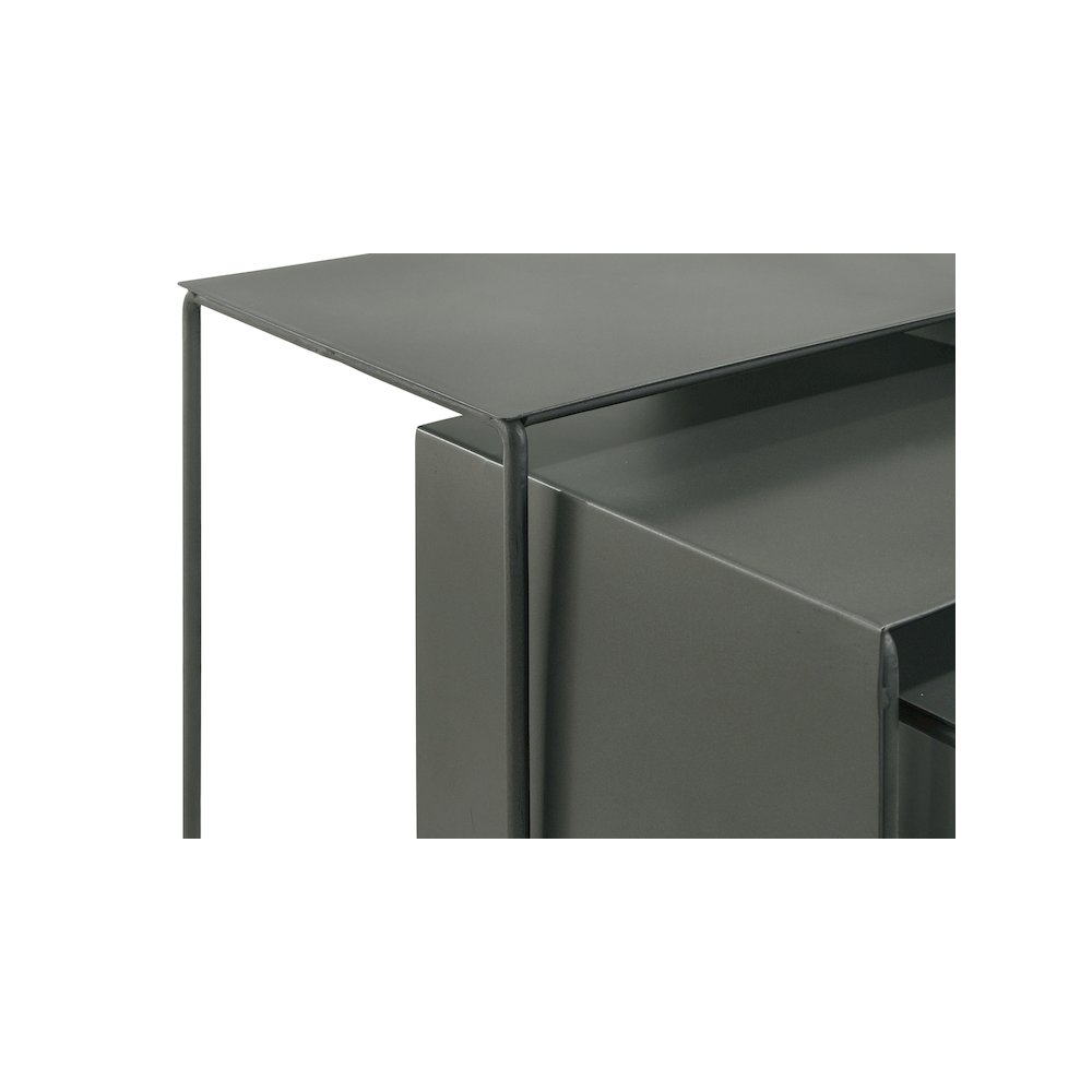 Imez 3-piece Rectangular Metal Nesting Table Set Grey. Picture 9
