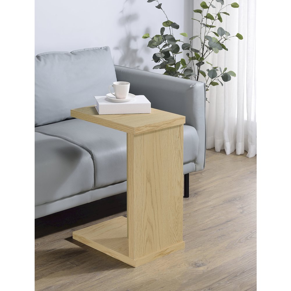 Clower Engineered Wood C-Shaped Sofa Side Table Light Oak. Picture 2