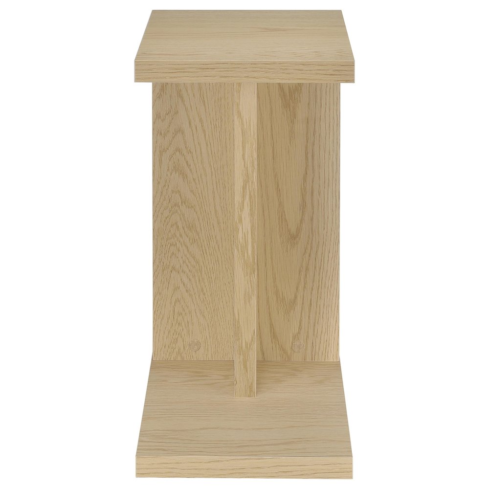 Clower Engineered Wood C-Shaped Sofa Side Table Light Oak. Picture 3