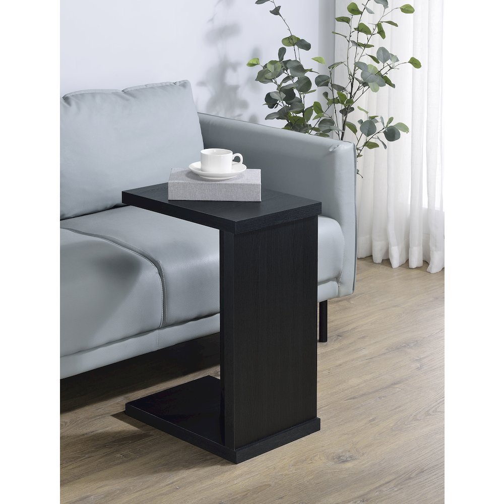 Clower Engineered Wood C-Shaped Sofa Side Table Black. Picture 2