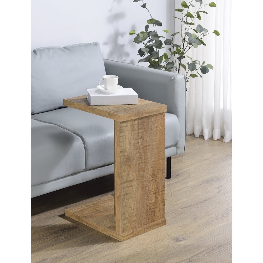 Clower Engineered Wood C-Shaped Sofa Side Table Mango. Picture 2