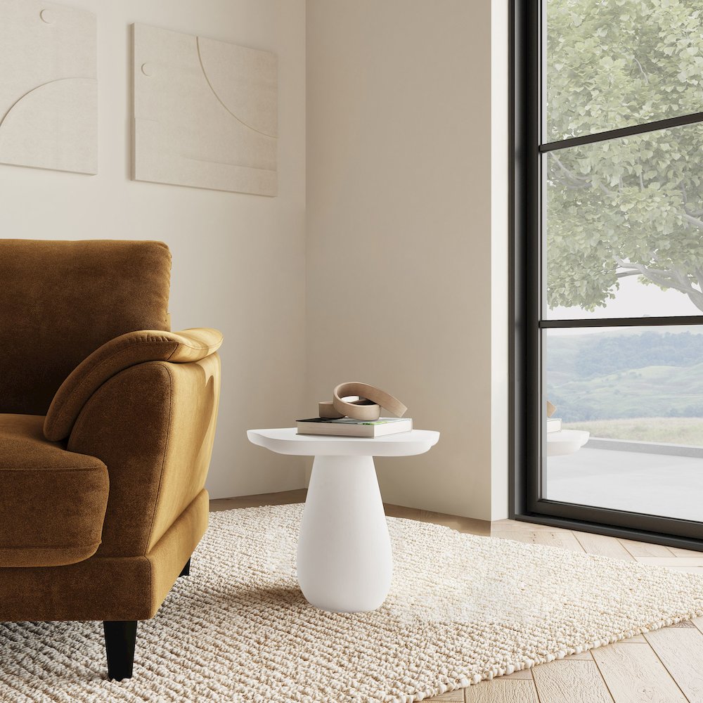 Perth 17-inch Side Table with Cloud-Shaped Top Off White. Picture 2