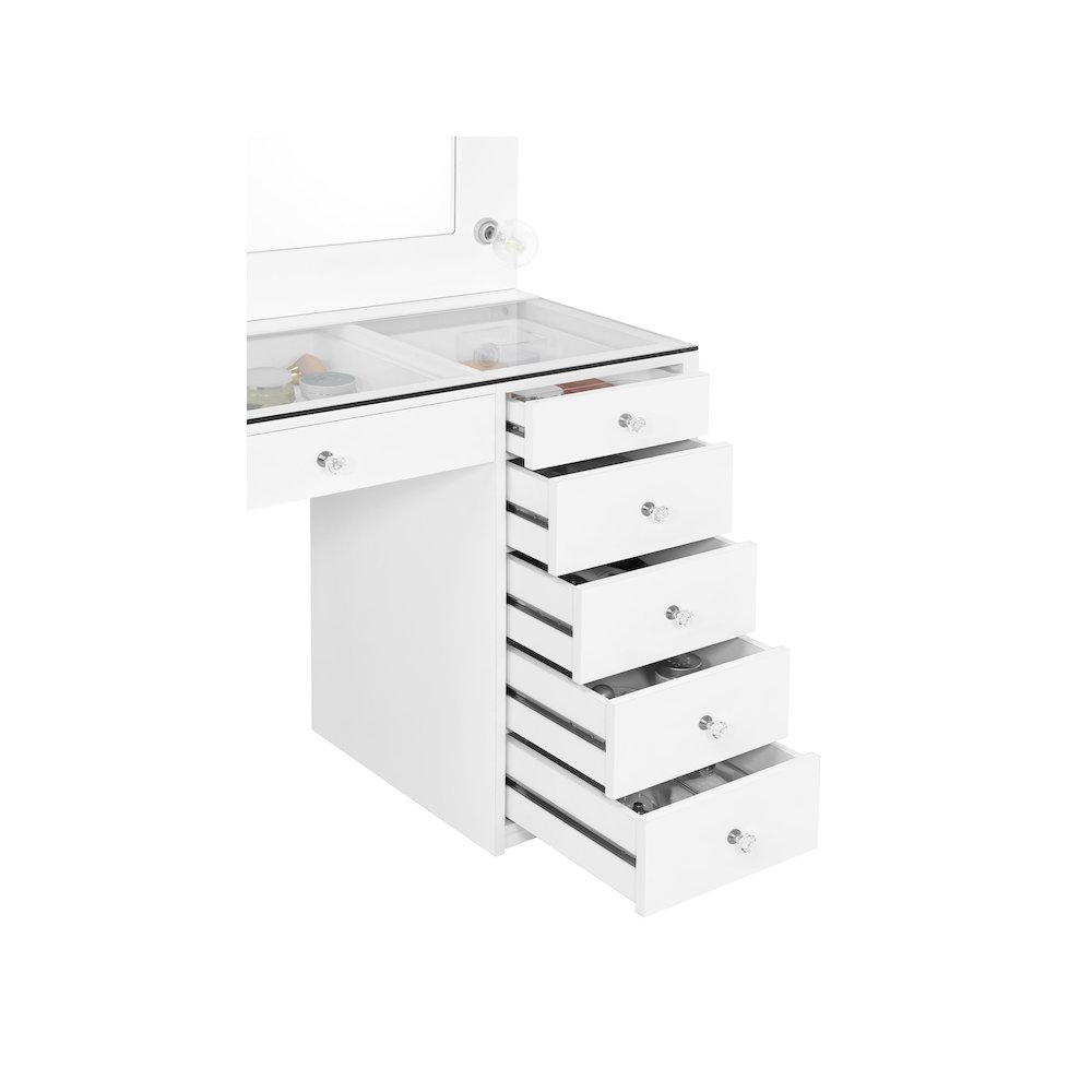 Acena 7-drawer Vanity Set with Lighting White High Gloss. Picture 7