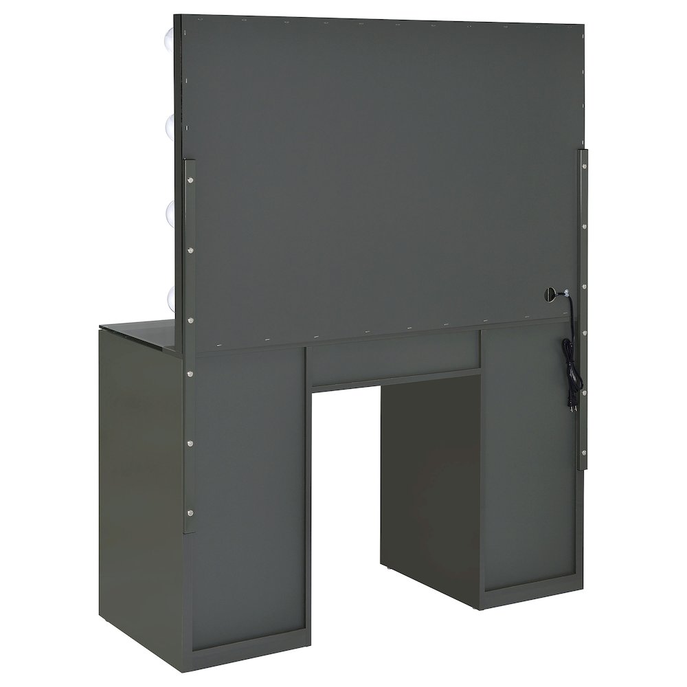 Acena 7-drawer Vanity Set with Lighting Grey High Gloss. Picture 6
