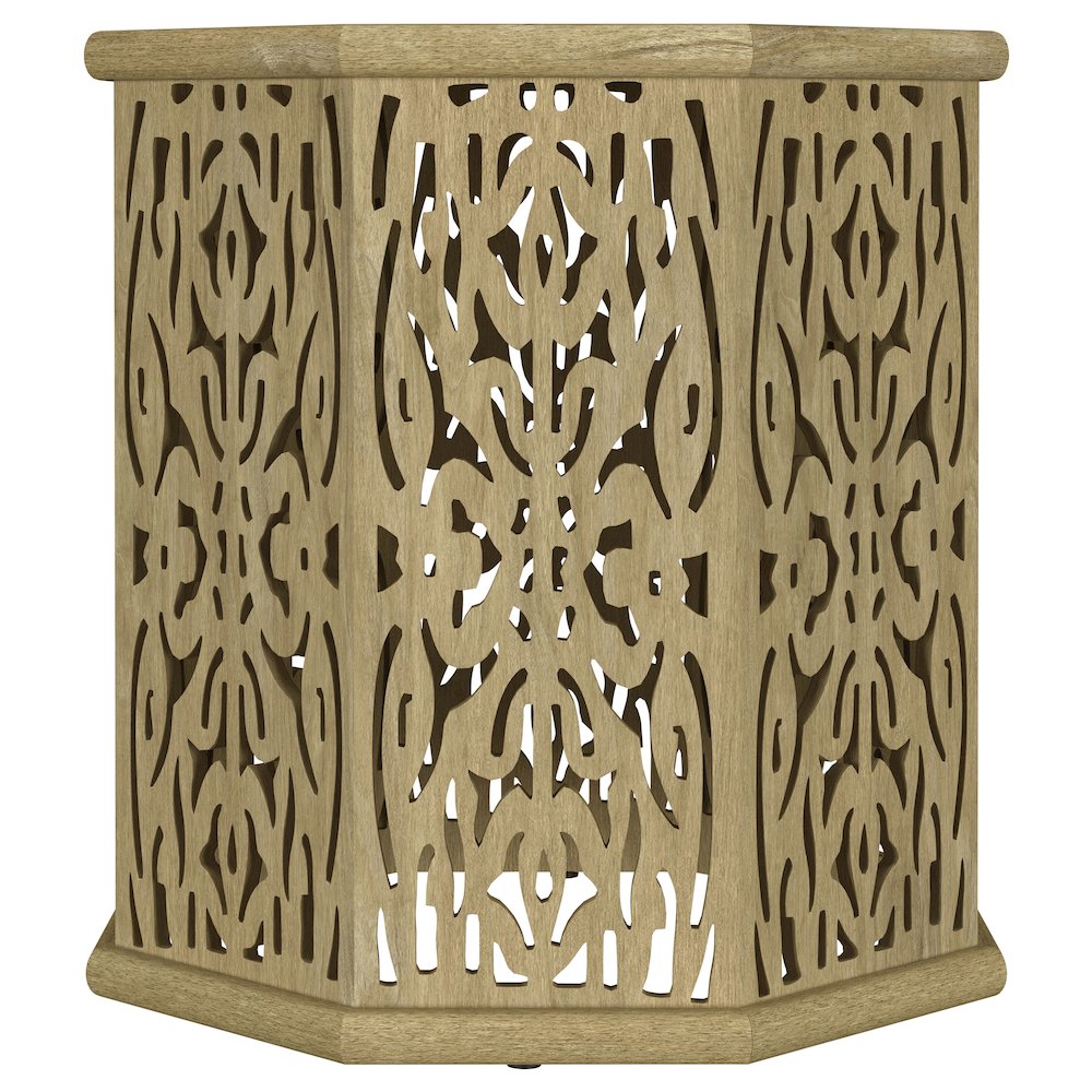 Torres Octagonal Solid Mango Wood Side Table Natural Brown. Picture 3