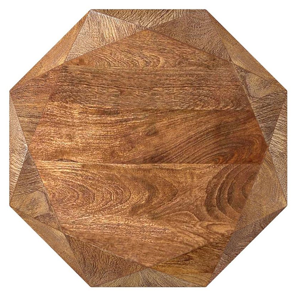 Jacinto Octagonal Solid Mango Wood Side Table Natural Brown. Picture 3