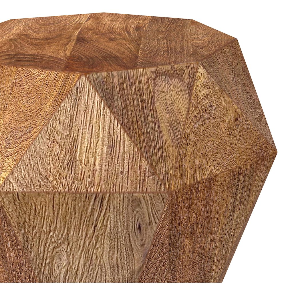 Jacinto Octagonal Solid Mango Wood Side Table Natural Brown. Picture 6
