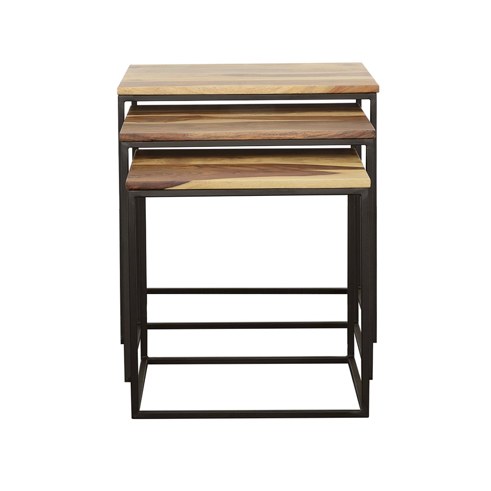 Belcourt 3-piece Square Nesting Tables Natural and Black. Picture 3
