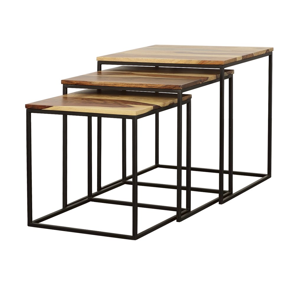 Belcourt 3-piece Square Nesting Tables Natural and Black. Picture 4