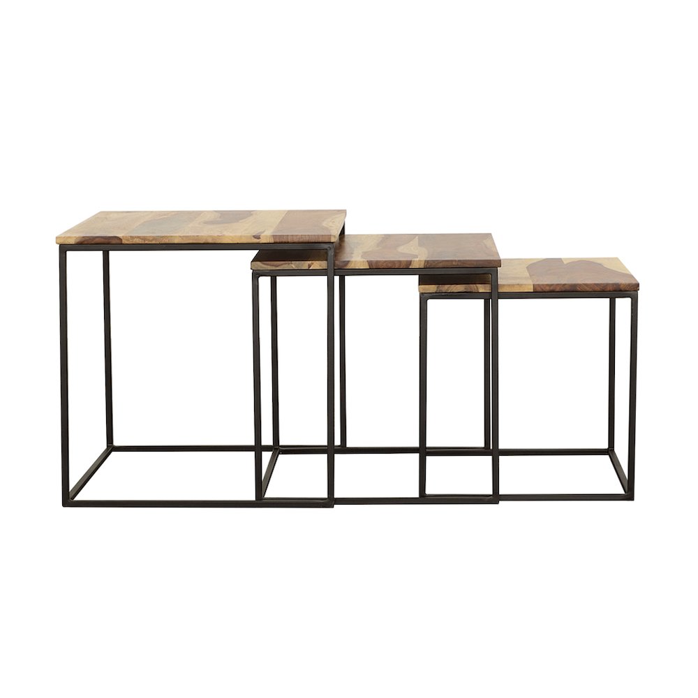 Belcourt 3-piece Square Nesting Tables Natural and Black. Picture 5