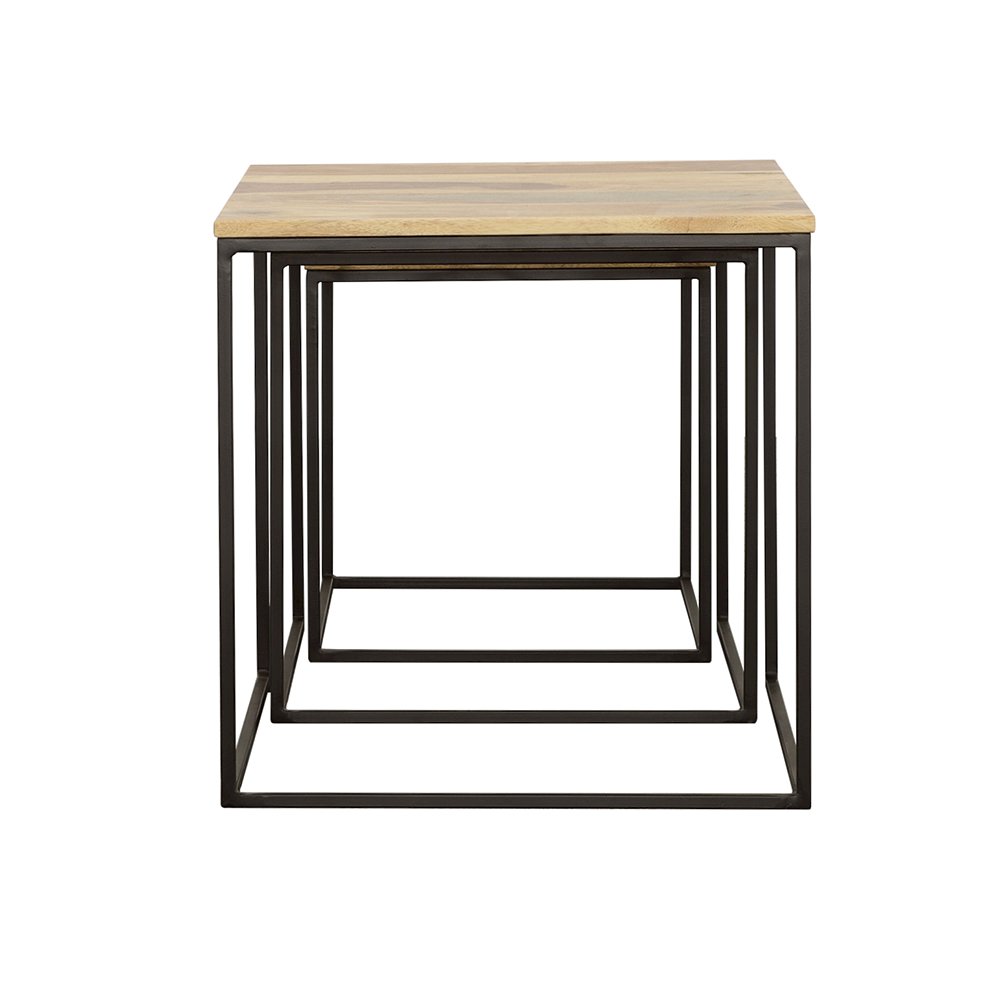 Belcourt 3-piece Square Nesting Tables Natural and Black. Picture 6