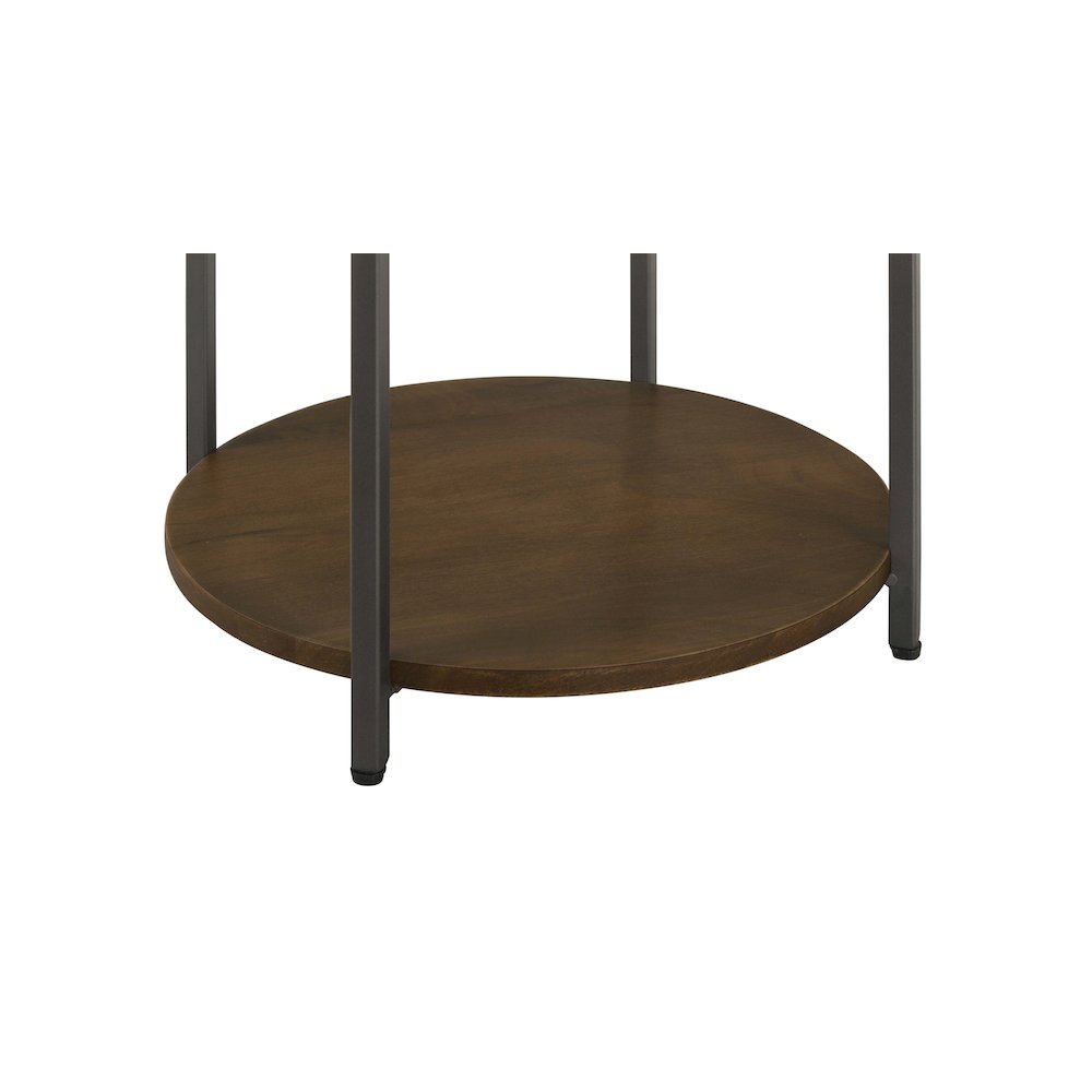 Noemie Round Marble Top Accent Side Table White and Gunmetal. Picture 8