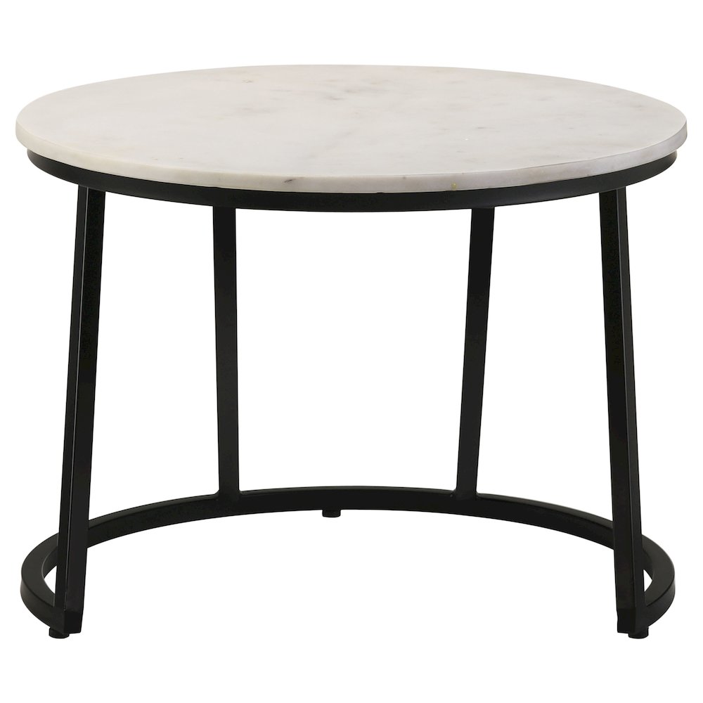 Miguel Round Marble Top Coffee Table White and Black. Picture 3